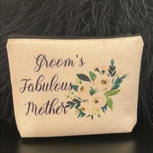 Elegant Floral Cosmetic Bag - Cream